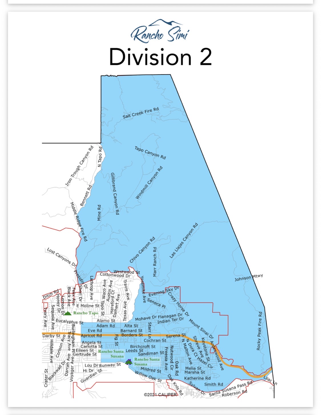 Official Rancho Simi Division 2 Boundary Map Graphic