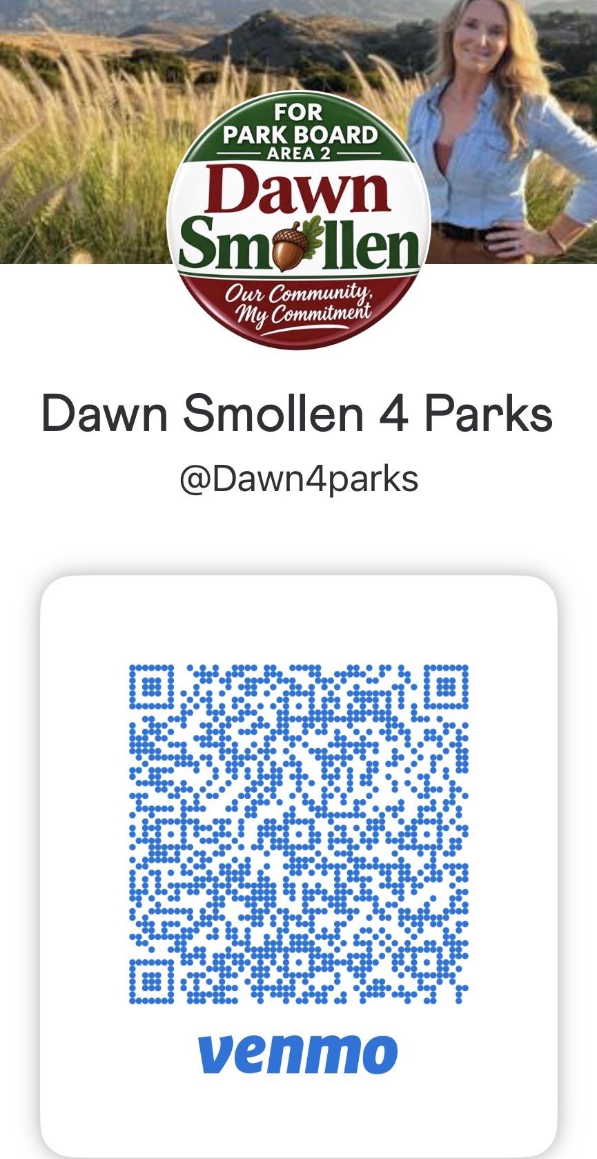 Official Venmo QR Code for Dawn Smollen 4 Parks - Click to Open Venmo